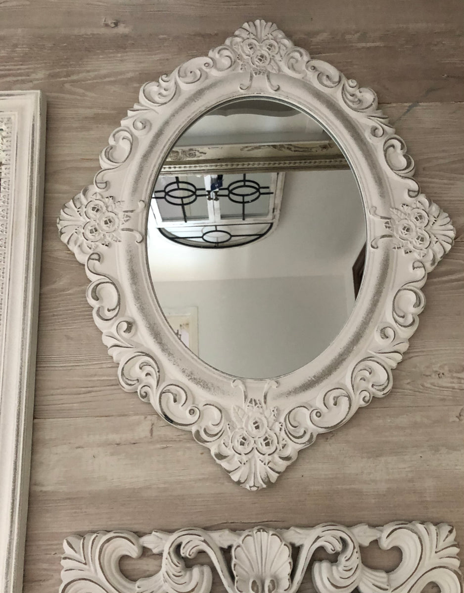 Specchio shabby chic ovale 50x60 – La soffitta incantata