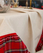 Carica l'immagine nel visualizzatore di Gallery, Tovaglia antimacchia beige con voilant tartan