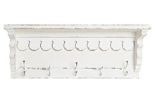 Carica l'immagine nel visualizzatore di Gallery, Mensola da parete in legno bianco decape con ganci