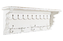 Carica l'immagine nel visualizzatore di Gallery, Mensola da parete in legno bianco decape con ganci