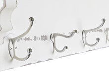 Carica l'immagine nel visualizzatore di Gallery, Mensola da parete in legno bianco decape con ganci