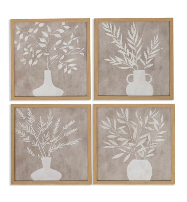 Set 4 quadretti impronte botaniche