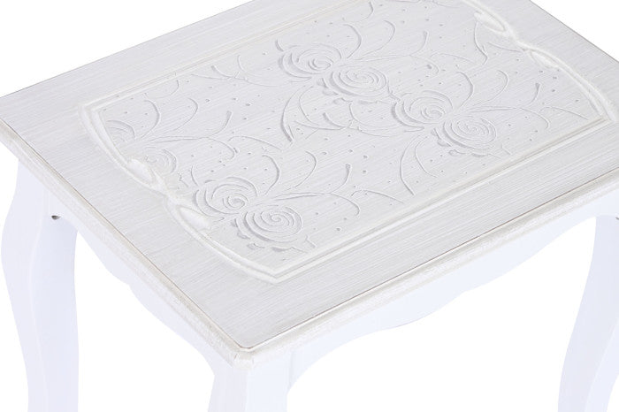 tavolino alto stretto shabby in legno bianco con ripiano legno – La  soffitta incantata