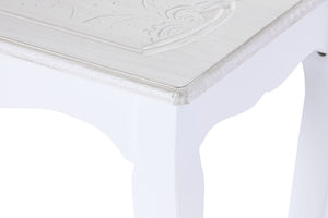 set tre tavolini shabby ad incastro in legno bianco con ripiani naturali