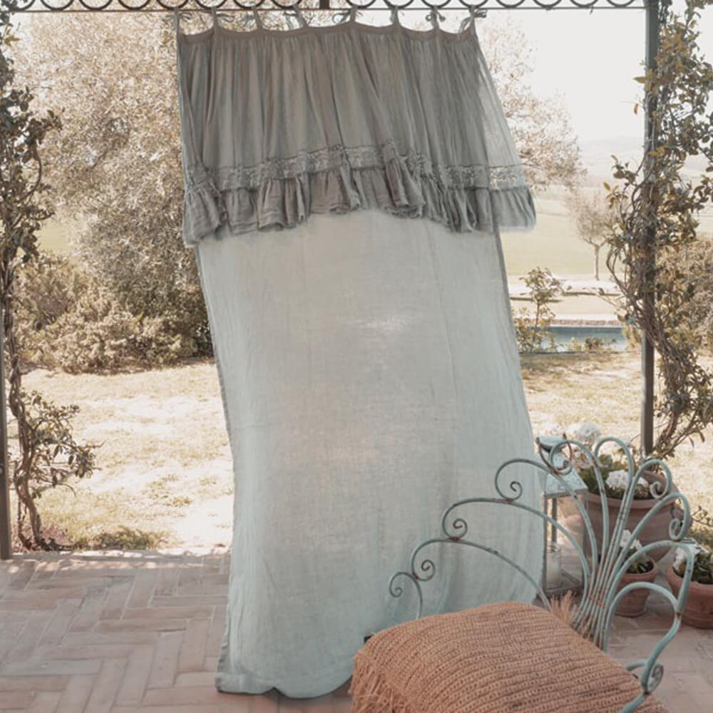 Tenda in lino con mantovana macrame' Boboli – La soffitta incantata