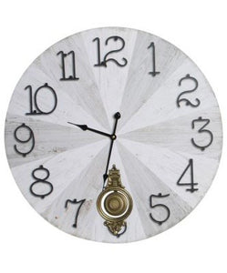 Orologio da parete con pendolo 58x58 vintage look numeri arabi. Colore bianco e grigio chiaro