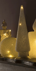 decorazione natalizia luminosa albero bianco con led 25 cm
