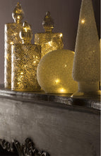Carica l&#39;immagine nel visualizzatore di Gallery, Candela natalizia in vetro mercurizzato con luci calde led 20 cm
