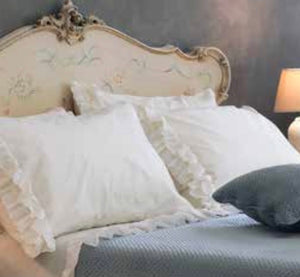 Lenzuola Completo letto matrimoniale shabby chic- collezione Brigitte colore BIANCO