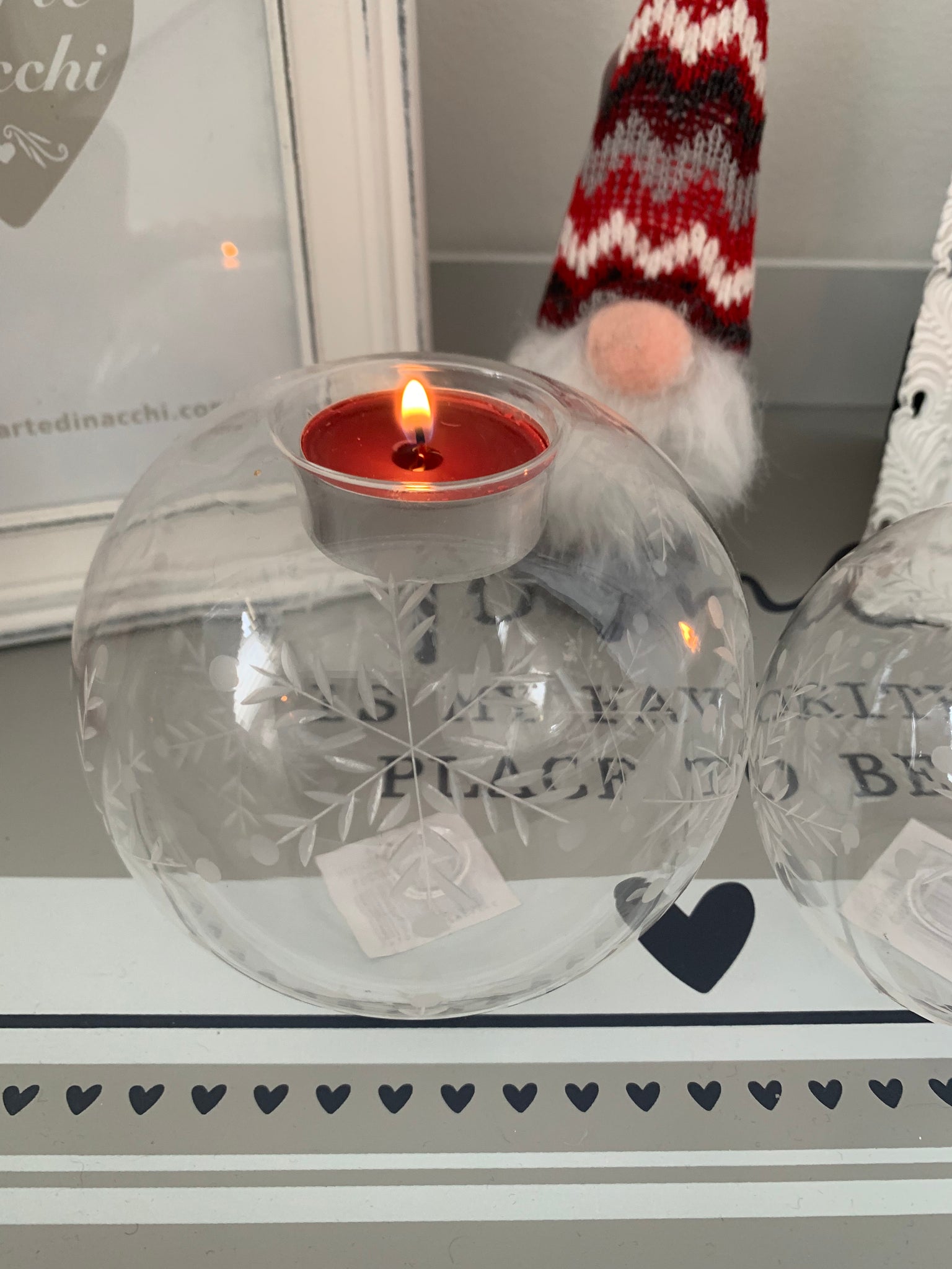 Porta candela sferico natalizio 14 cm – La soffitta incantata