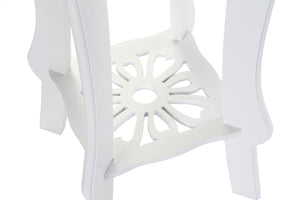 tavolino shabby alto in legno bianco con ripiano legno naturale 30x30x76