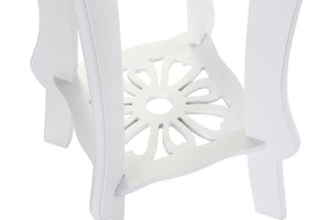tavolino shabby alto e stretto in legno bianco con ripiano legno naturale 26x26x60